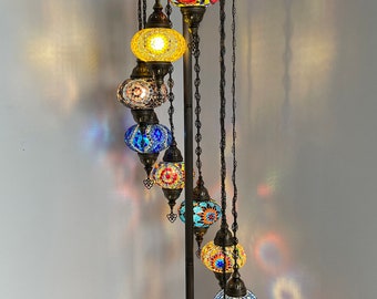 9 (L) Globe Turkish Floor Lamp, Turkish Lamp, Morocco Lamp, Mosaic Floor Lamp, Bedside Floor Lamp, US Plug, FREE SHIPPING