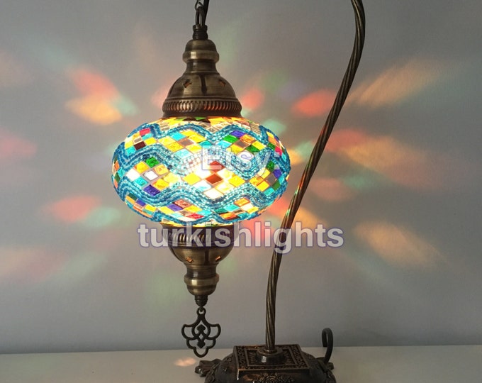 Swan Neck Turkish Mosaic Lamp,  Large Globe