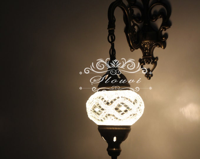 Turkish  Mosaic Single  Wall Sconce, With Medium Globe