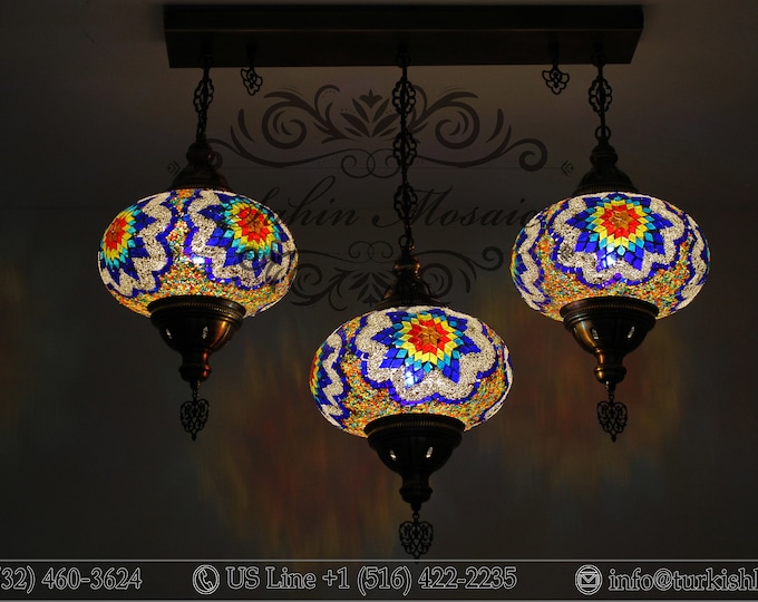Kitchen Island Light, Pendant with 3 Extra Large Globes, Id:110