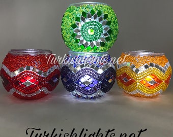 Set Of 4 Turkish Mosaic Candle Holders,ID: 139