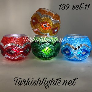 Set Of 4 Turkish Mosaic Candle Holders,ID: 139
