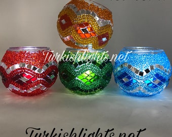 Set Of 4 Turkish Mosaic Candle Holders,ID: 139