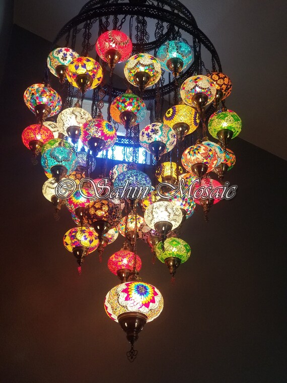 Custam 51 Ball Big Mosaic Chandelier 10 Feet Long Etsy