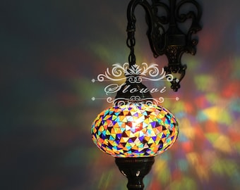 Turkish  Mosaic Single  Wall Sconce, With Large Globe