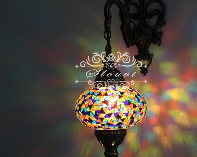 Turkish  Mosaic Single  Wall Sconce, With Large Globe
