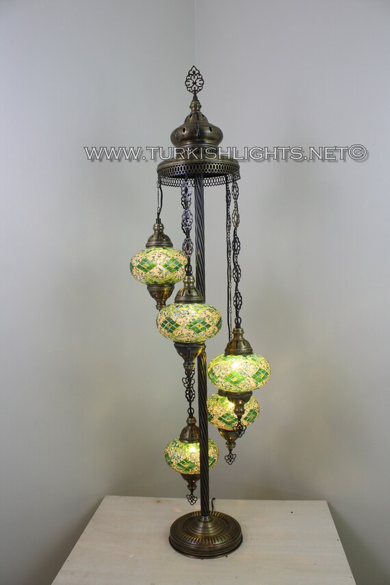 LAMBADER 5 BALL TURKISH MOSAIC FLOOR LAMP WITH LARGE GLOBES