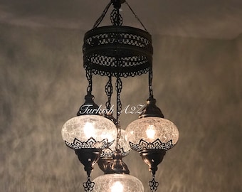 Chandelier with 4 Cracked Globes (Sultan model) , ID:148