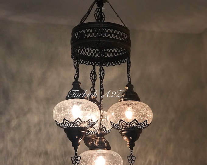 Chandelier with 4 Cracked Globes (Sultan model) , ID:148