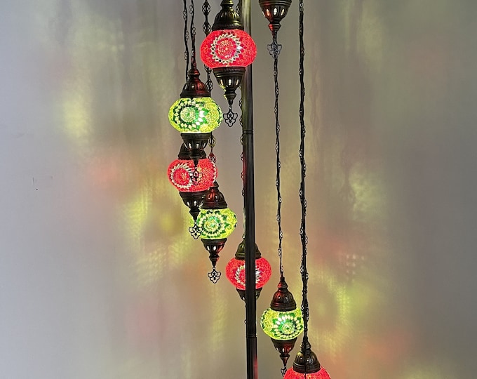 9 (M) Globe Turkish Floor Lamp, Turkish Lamp, Morocco Lamp, Mosaic Floor Lamp, Bedside Floor Lamp, US Plug, FREE SHIPPING