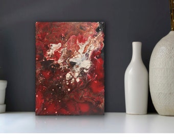 Small Red Abstract Artwork, Acrylic Painting, Modern Home Decor, Contemporary Wall Art