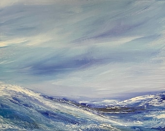 Blue Abstract Seascape, Ocean Painting, Ocean Artwork