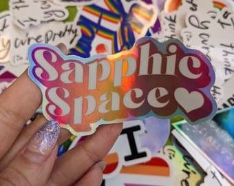 Sapphic Space Logo-  Holographic prism sticker