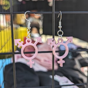 Brincos Trans Symbol - brincos de orgulho impressos em 3D