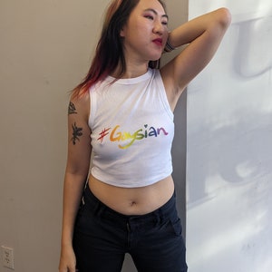 Gaysian Baby Muscle Tank- lesbia/sapphic/queer joke crop top