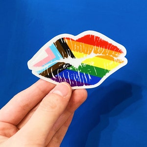 Queer Pride Kiss - 3 inch clear back Sticker