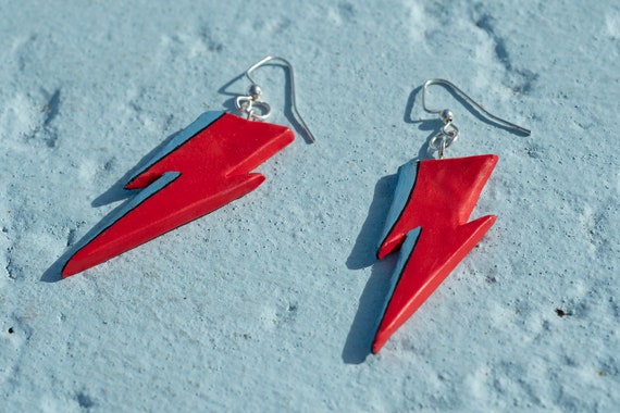 David Bowie Ziggy Stardust Lightning Bolt Earrings Etsy