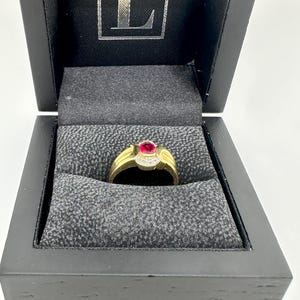 18K Yellow Gold Ring with Ruby and Diamonds | Handmade | Engagement Ring | Wedding Ring | Anniversary Ring | Promise Ring |