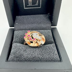 14K Rose Gold Ring with Rubies and Diamonds | Handmade | Engagement Ring | Wedding Ring | Anniversary Ring | Promise Ring |