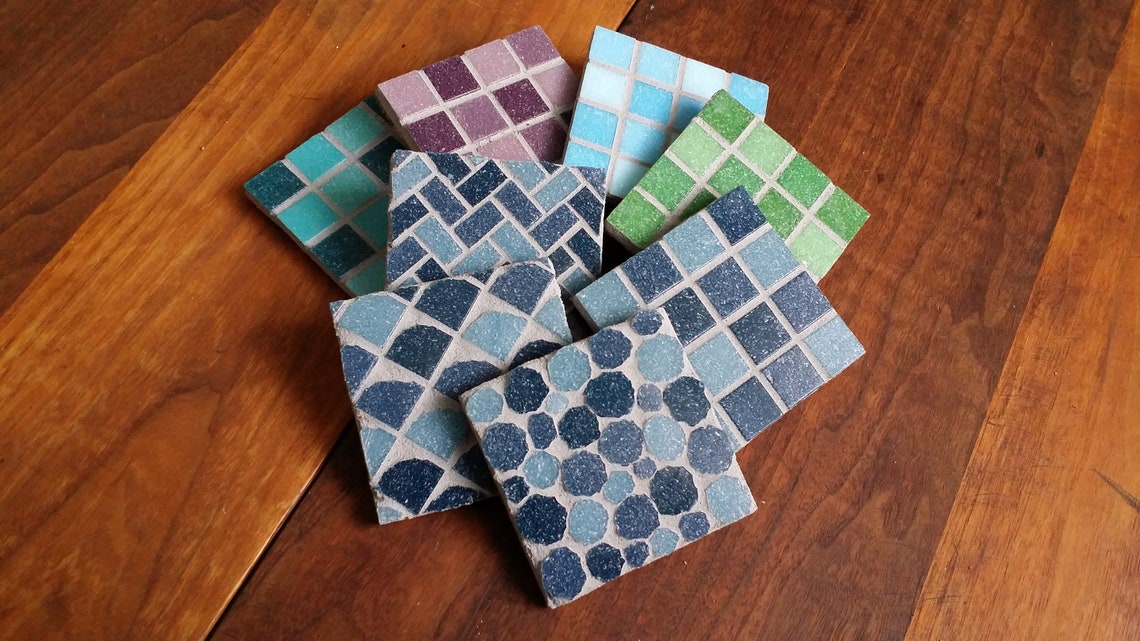 Mosaic Coasters Set of 4 Customized Mosaic Coasters Etsy