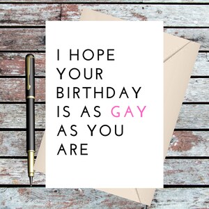 Gay LGBT + carte d’anniversaire drôle, A6 moderne noir blanc Design