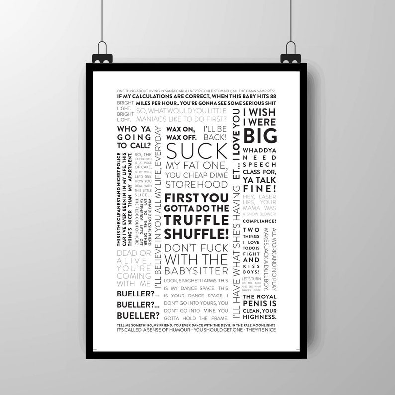 90s Movie Quote Artwork Poster in Monochrome Design Etsy