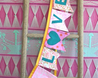 Handmade Fabric Love Banner: Valentine's Day Decor