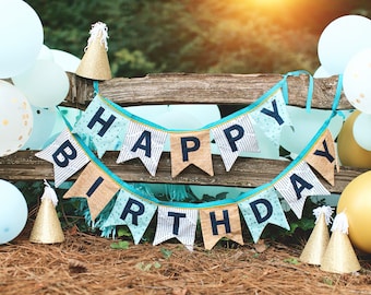 Made to Order Fabric Happy Birthday Banner: Handmade Party Garland