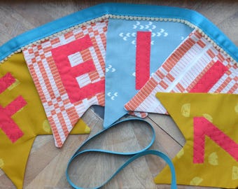Made to Order Fabric Feliz Cumpleaños Banner: Handmade Sewn Party Garland
