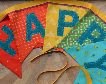 CUSTOM: Rainbow Fabric Made to Order Happy Birthday Banner, Handmade Party Decor, Birthday Sign Garland, Sewn Birthday Banner, Reusable