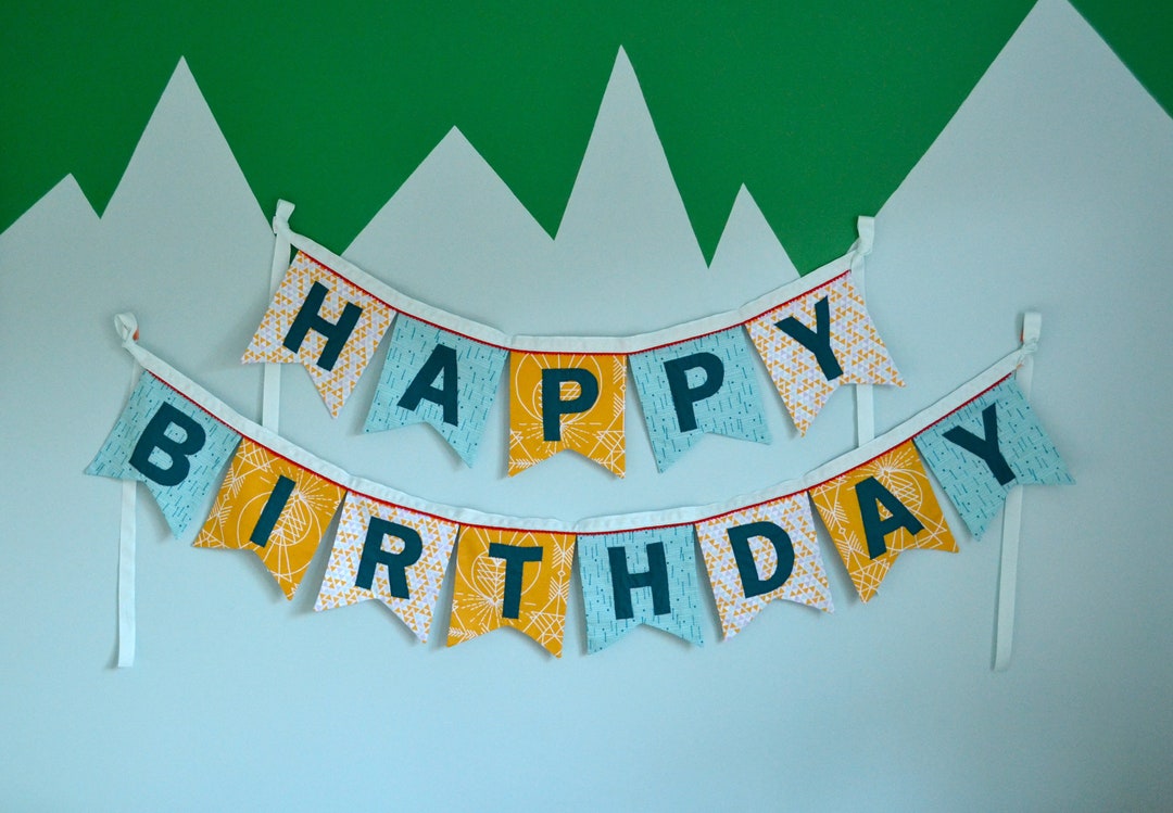 CUSTOM Large Fabric Happy Birthday Banner Made to Order, Handmade