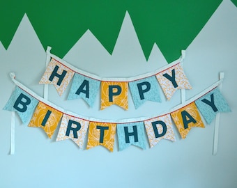Made to Order Large Flag Fabric Happy Birthday Banner: Handmade Reusable Party Decor