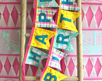 Handmade Fabric Happy Birthday Banner: Reusable Party Decor