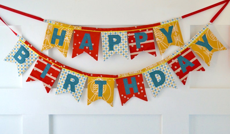 CUSTOM: Neutral Fabric Happy Birthday Banner Made to Order, Handmade Party Decor, Birthday Sign Garland, Sewn Birthday Banner, Reusable image 4