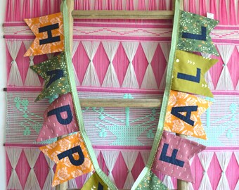 Handmade Fabric Happy Fall Banner: Autumn Decor
