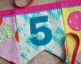 Made to Order Number Fabric Birthday Banner: Party Decor Photo Prop