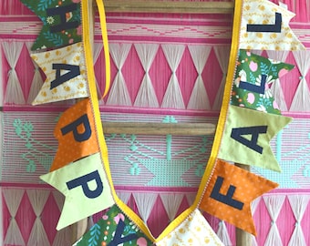 Handmade Fabric Happy Fall Banner: Autumn Decor