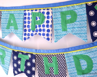 Made to Order Fabric Happy Birthday Banner: Handmade Party Garland