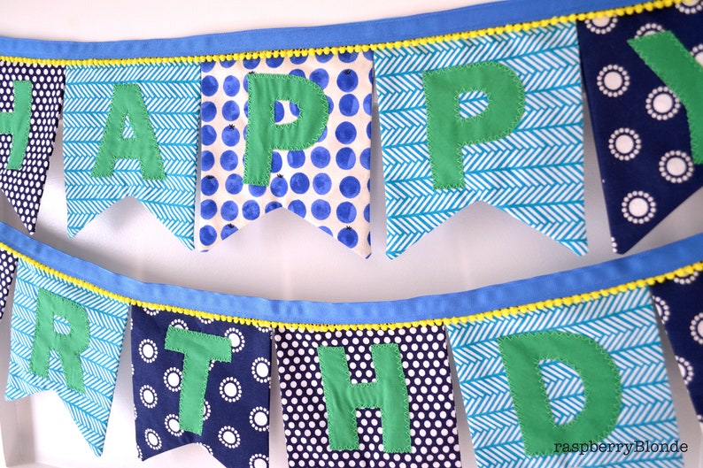 CUSTOM: Neutral Fabric Happy Birthday Banner Made to Order, Handmade Party Decor, Birthday Sign Garland, Sewn Birthday Banner, Reusable image 5