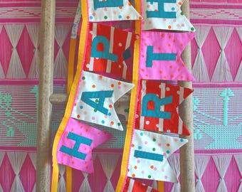 Handmade Fabric Happy Birthday Banner: Reusable Party Decor