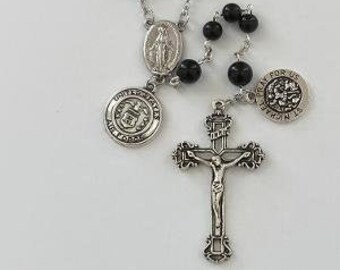 Air Force St. Michael Black Onyx Catholic Rosary Beads