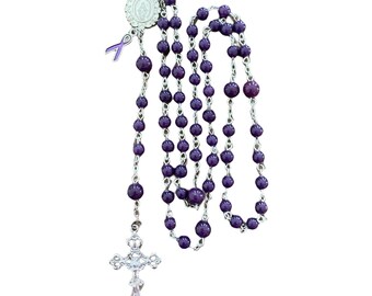 Domestic Violence Purple Awareness Purple Jade Catholic Rosary Beads
