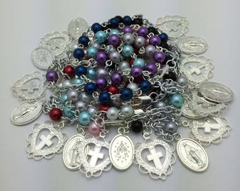 Miraculous Medal Pearl Rosary Bracelet - Choice of Color