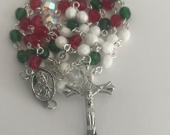 Italy Italian Flag Colors - Traditional Catholic Rosary Beads