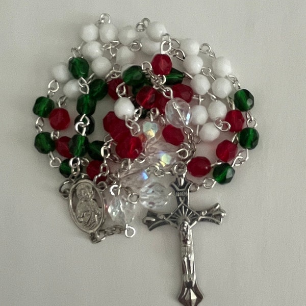 Italy Italian Flag Colors - Traditional Catholic Rosary Beads