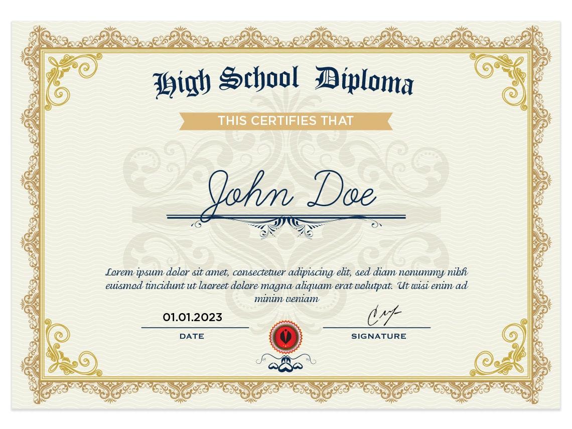 High School Diploma, Fake Diploma, Certificate Template, Diploma