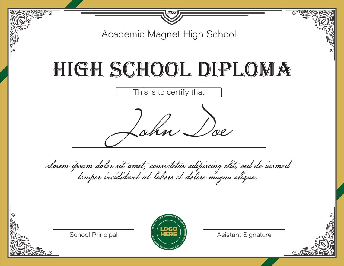 Diploma Template and Diploma Frame for High School Diploma Etsy