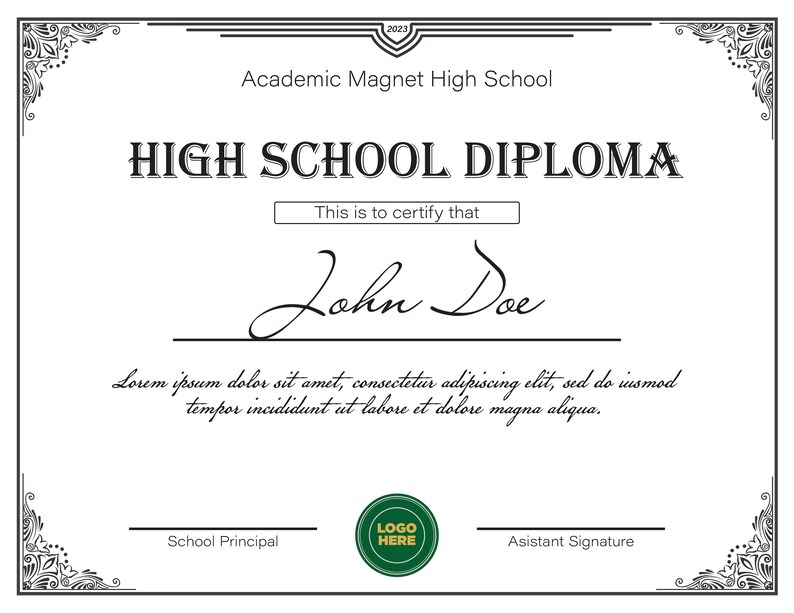 Diploma Template and Diploma Frame for High School Diploma Etsy