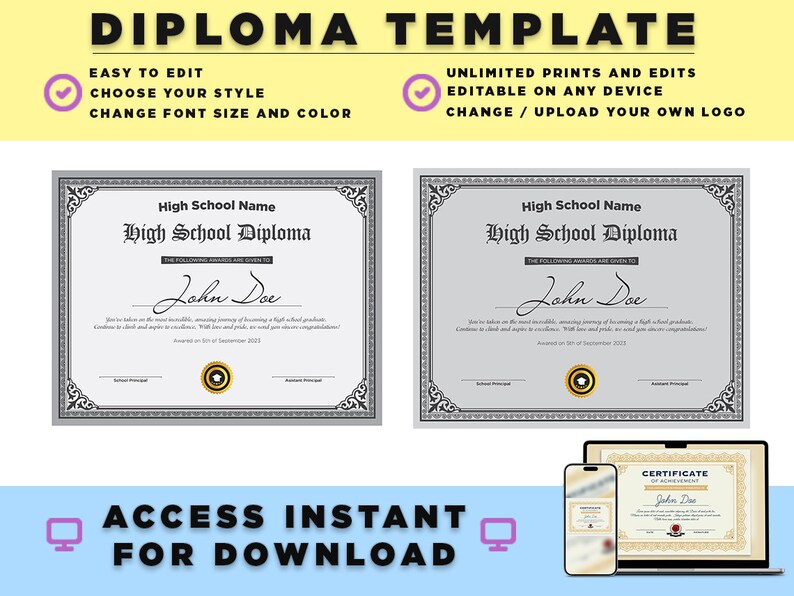 High School Diploma | Fake Diploma | Customized Diploma | 1st Grade ...