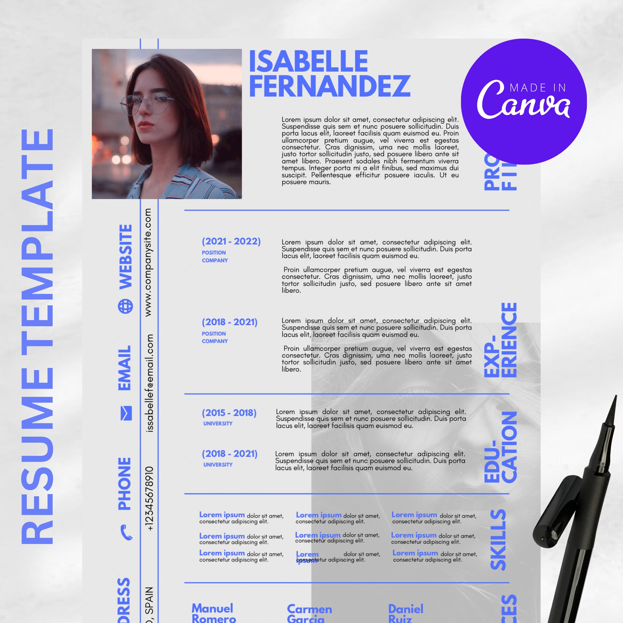 Cv Template Canva Modern Layout Professional Resume Creative Resume